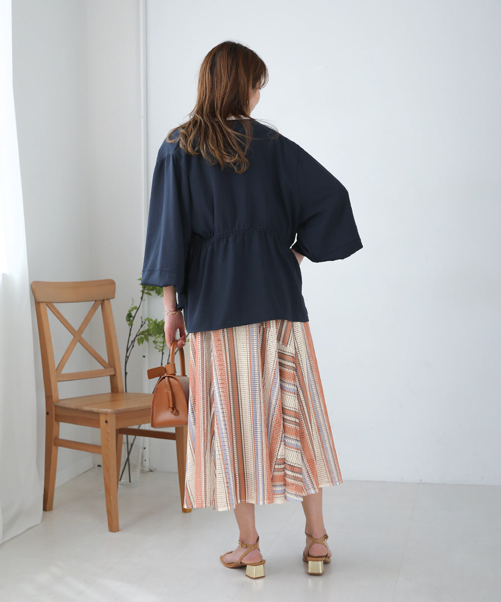 BouJeloud マルチストライプメッシュスカート