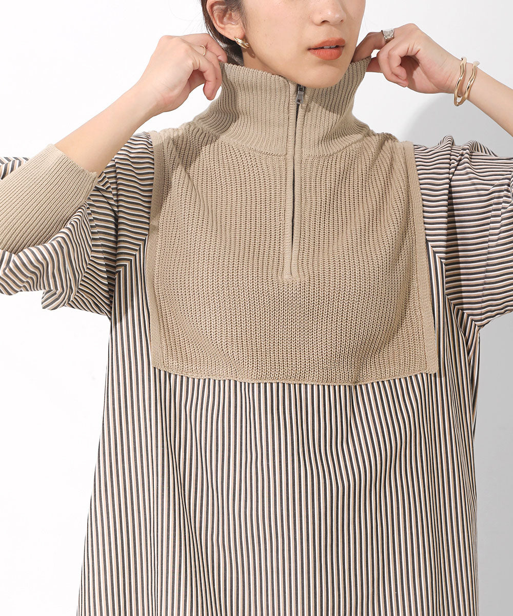 [LOOK掲載]ニットドッキングシャツチュニック