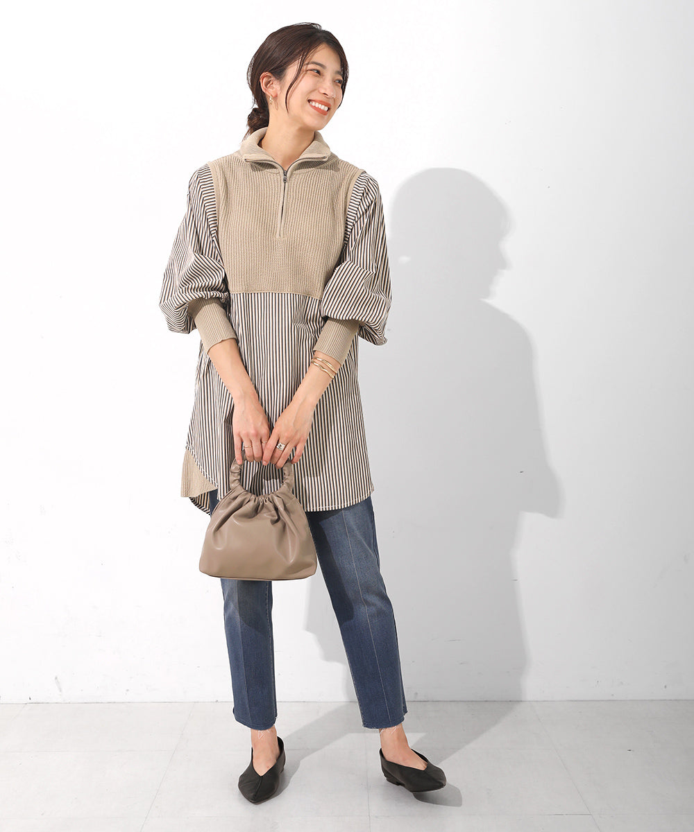 [LOOK掲載]ニットドッキングシャツチュニック