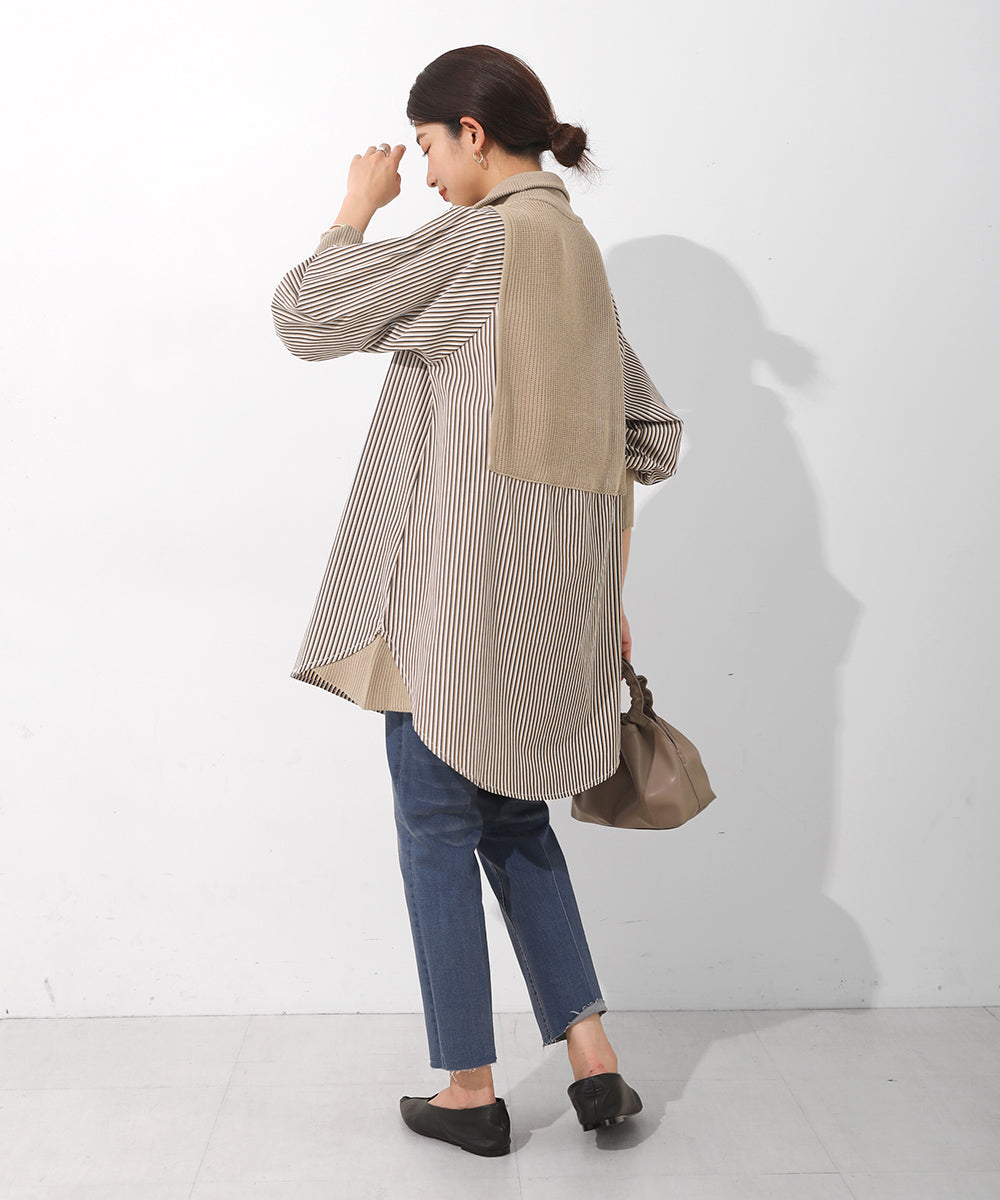 [LOOK掲載]ニットドッキングシャツチュニック