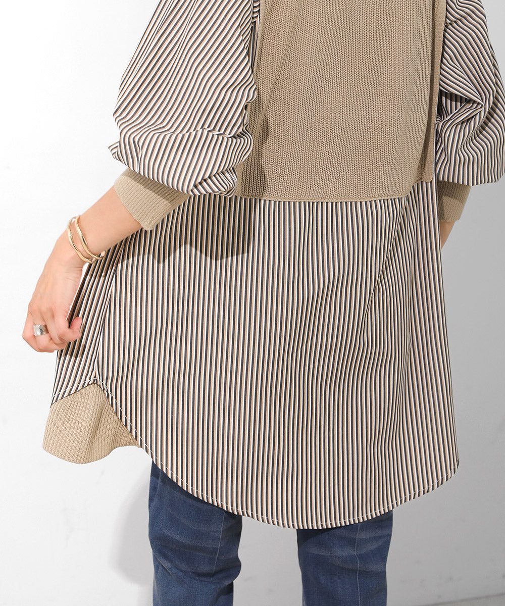 [LOOK掲載]ニットドッキングシャツチュニック