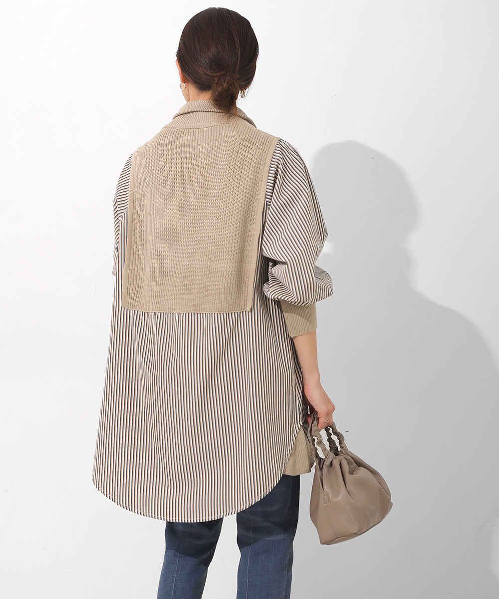 [LOOK掲載]ニットドッキングシャツチュニック