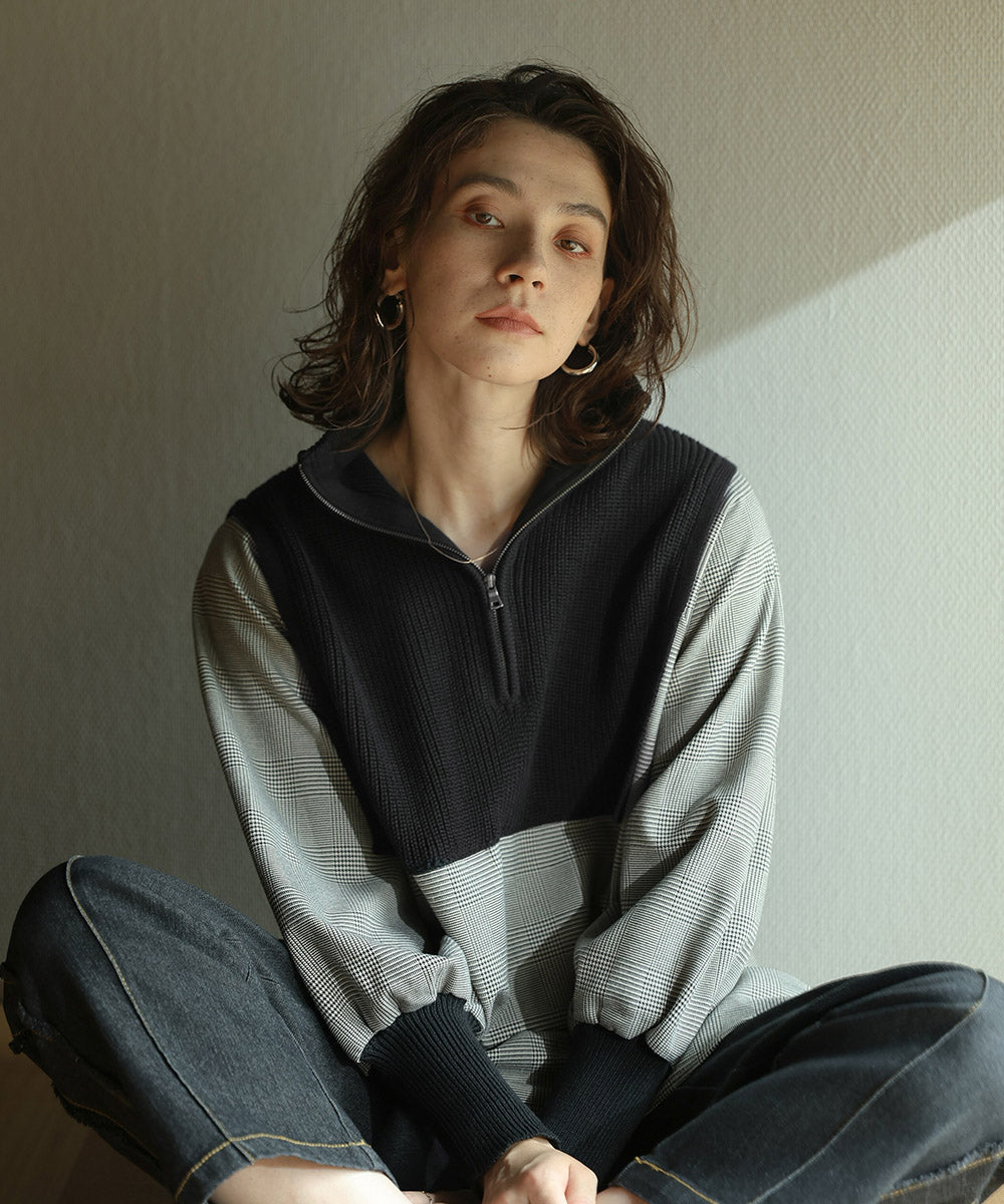 [LOOK掲載]ニットドッキングシャツチュニック