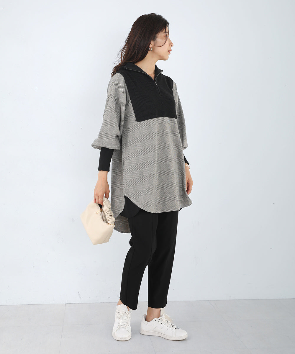 LOOK掲載]ニットドッキングシャツチュニック
