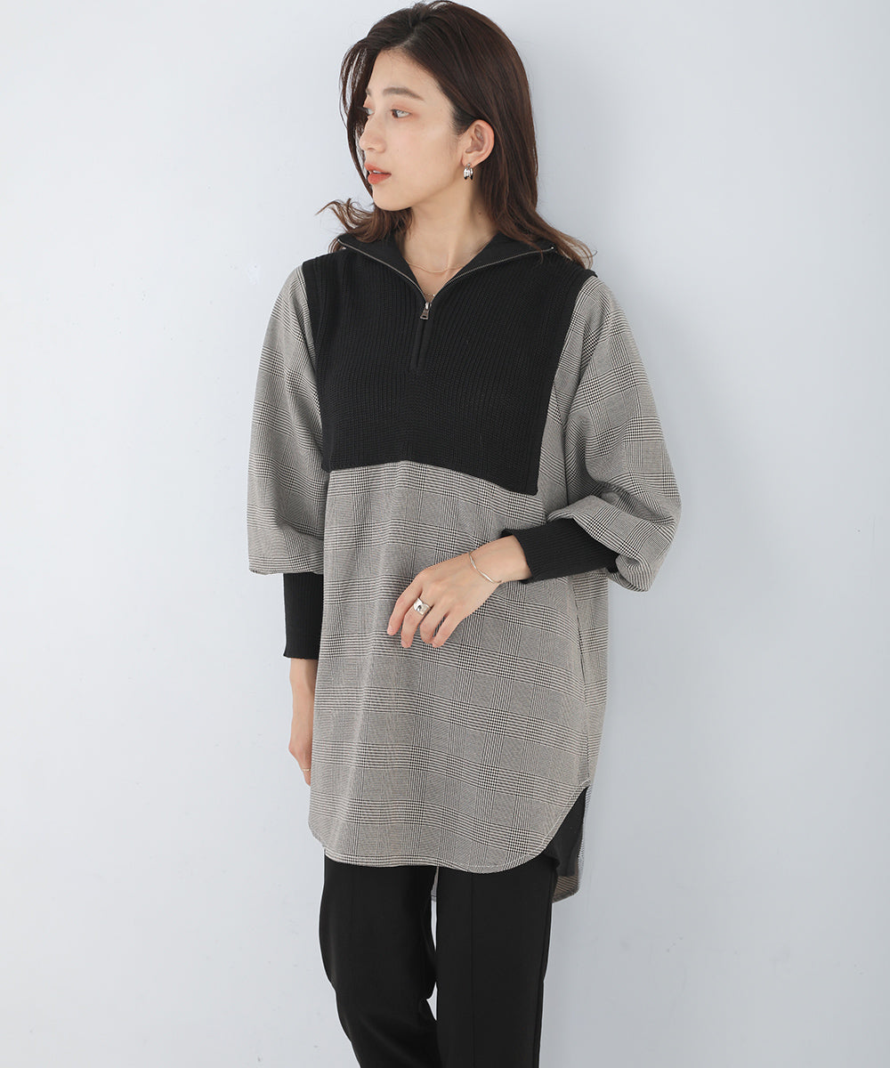 [LOOK掲載]ニットドッキングシャツチュニック