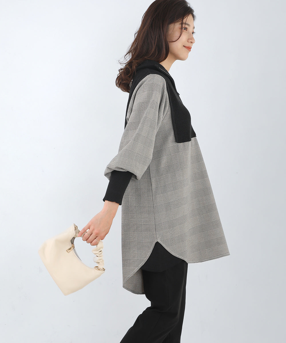 [LOOK掲載]ニットドッキングシャツチュニック