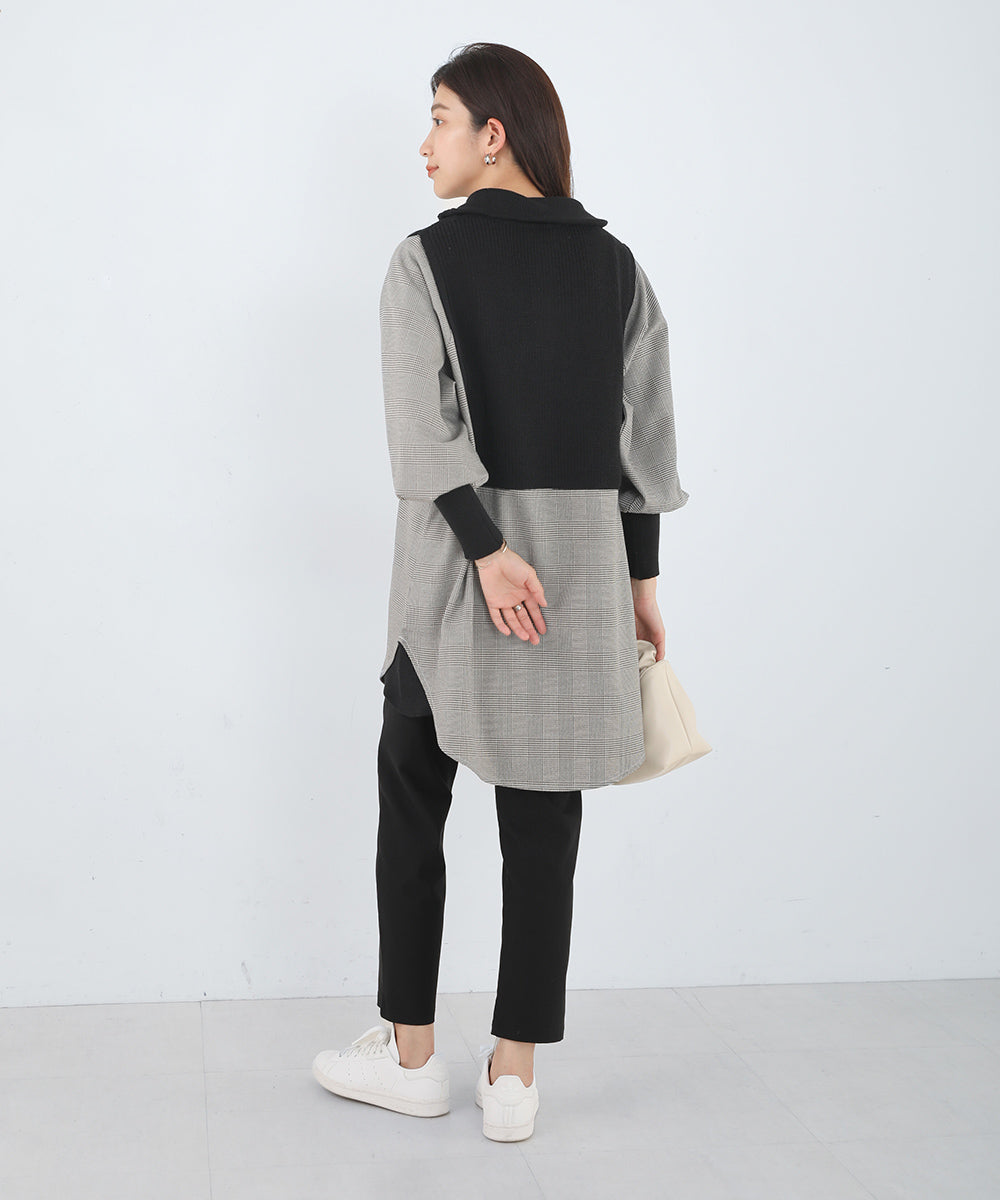 [LOOK掲載]ニットドッキングシャツチュニック