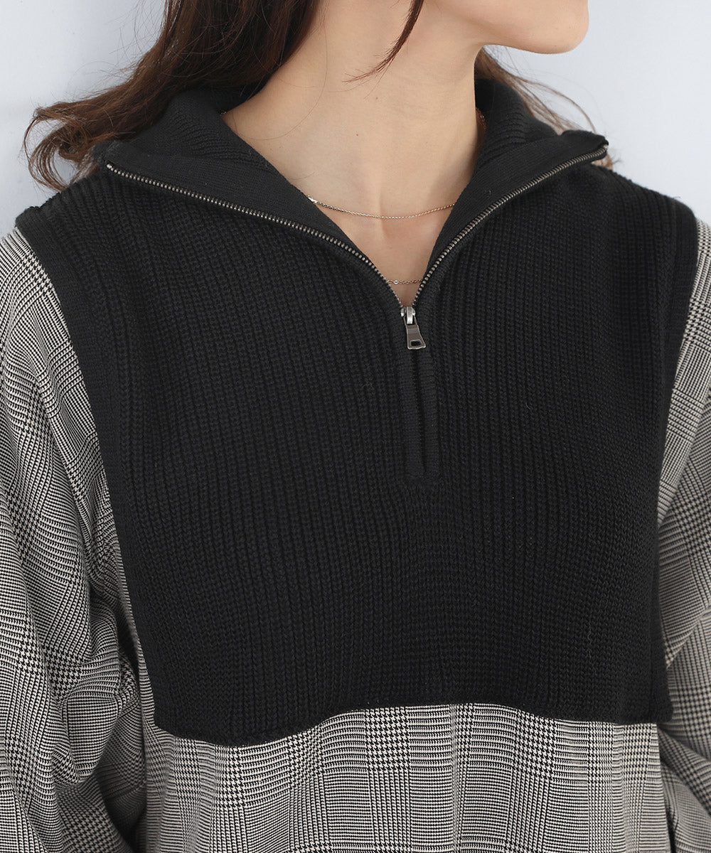 [LOOK掲載]ニットドッキングシャツチュニック
