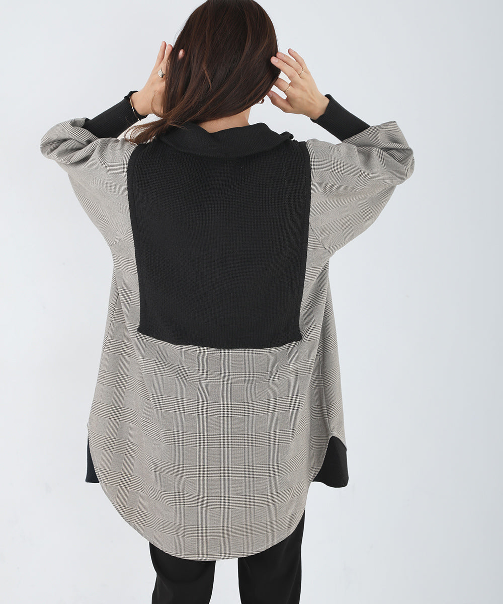 [LOOK掲載]ニットドッキングシャツチュニック