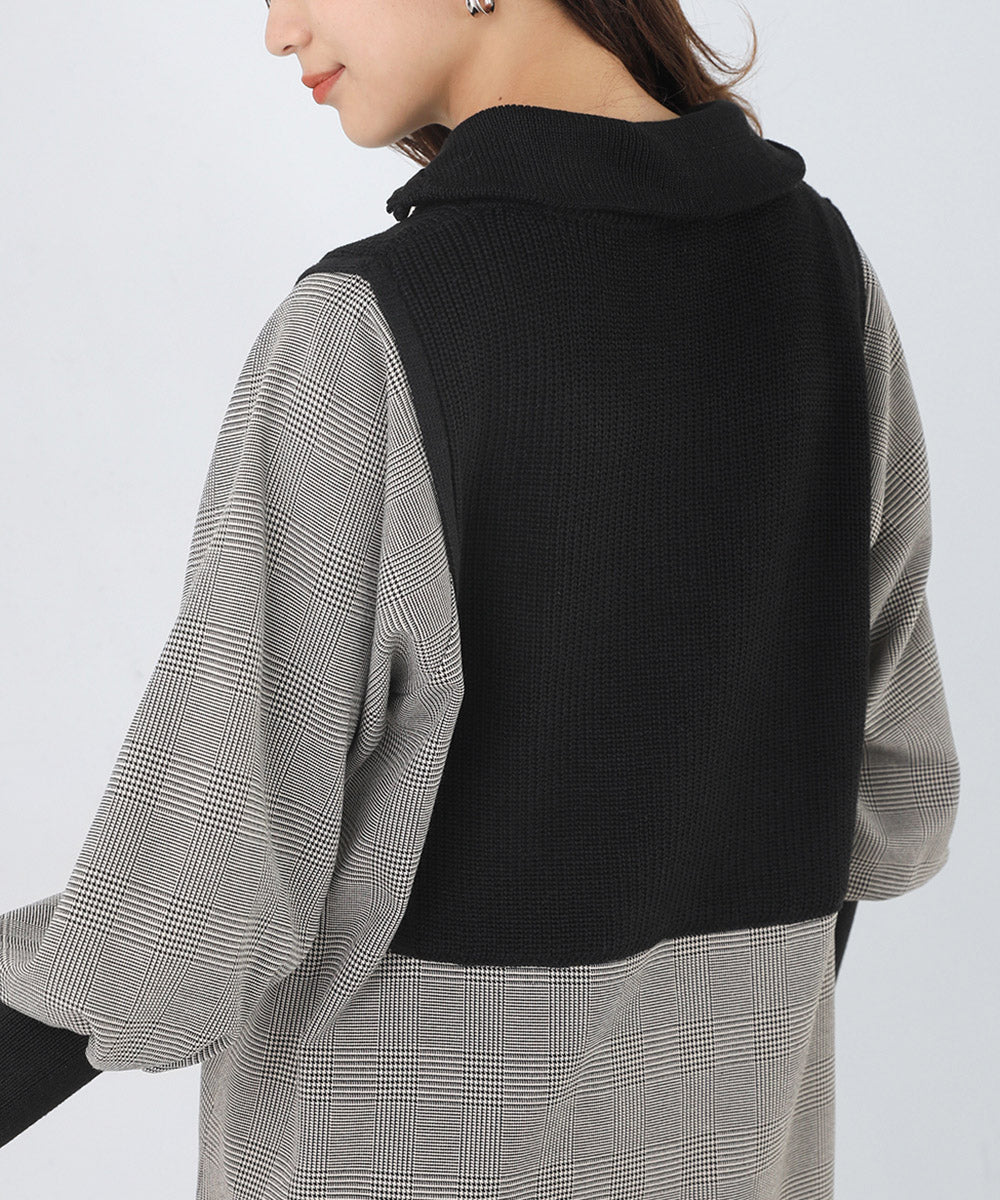 [LOOK掲載]ニットドッキングシャツチュニック