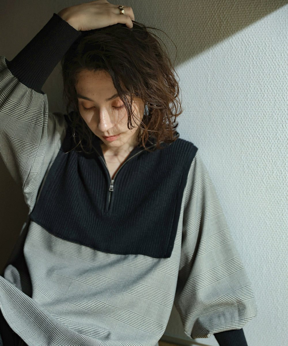 [LOOK掲載]ニットドッキングシャツチュニック