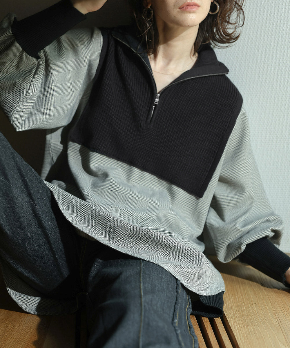 [LOOK掲載]ニットドッキングシャツチュニック