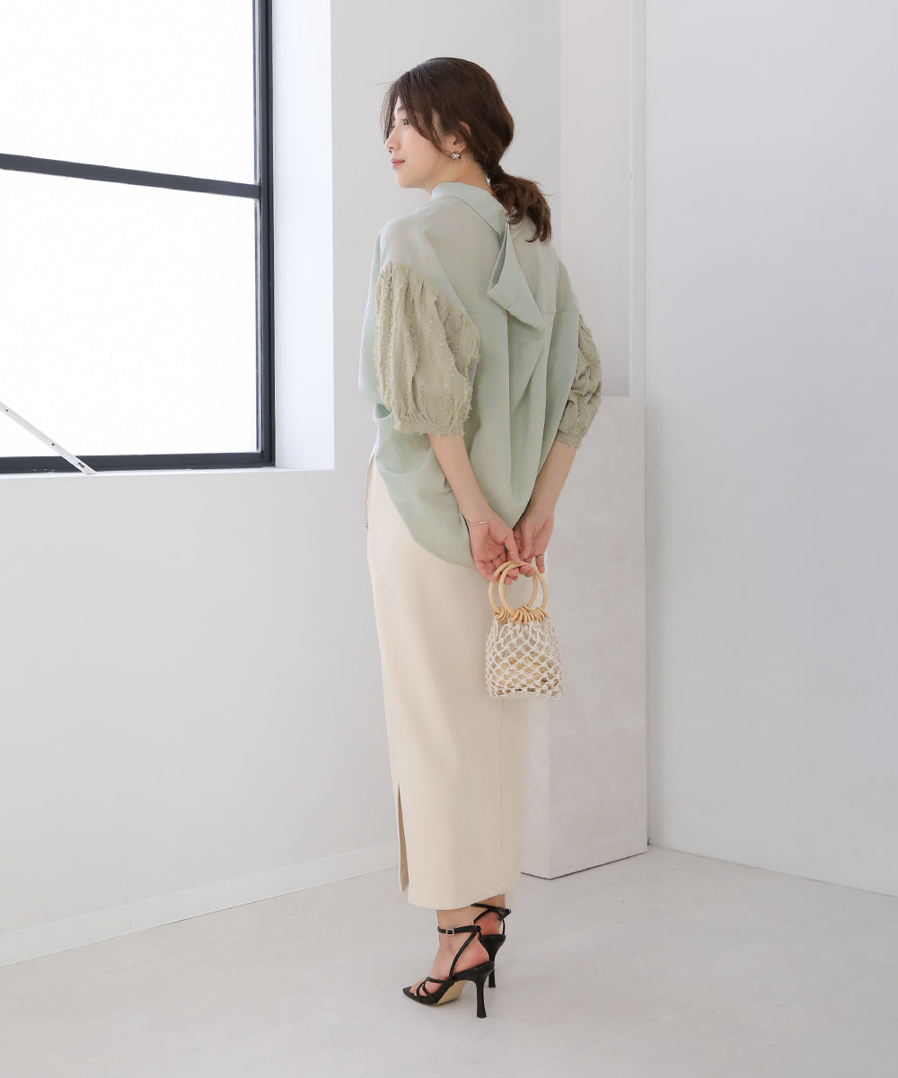 [WEB限定]袖シャギー変形ブラウス