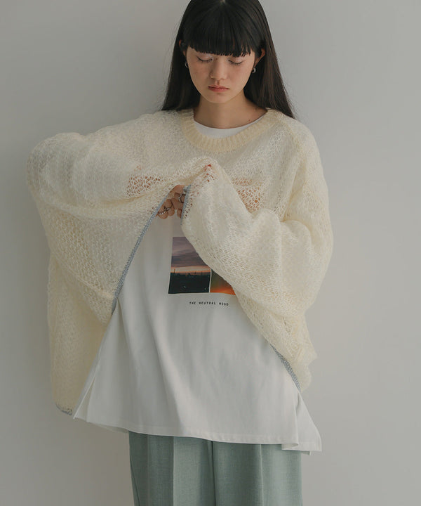 透かし編みニットトップス