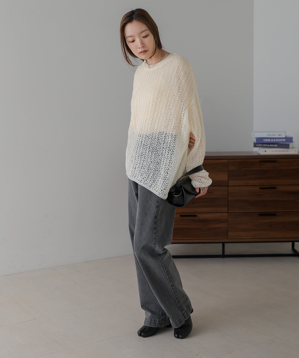 透かし編みニットトップス