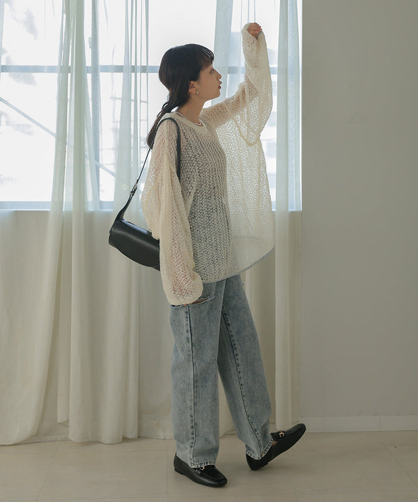 透かし編みニットトップス