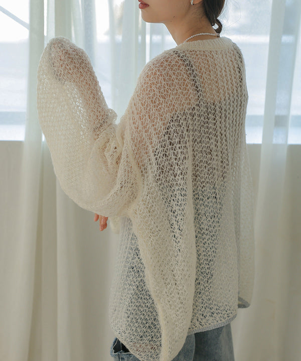 透かし編みニットトップス