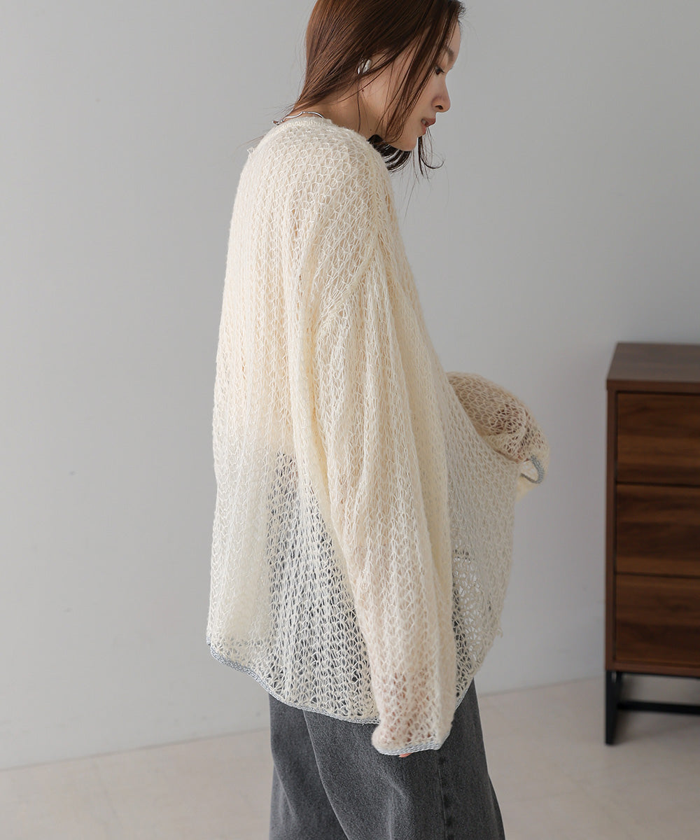 透かし編みニットトップス