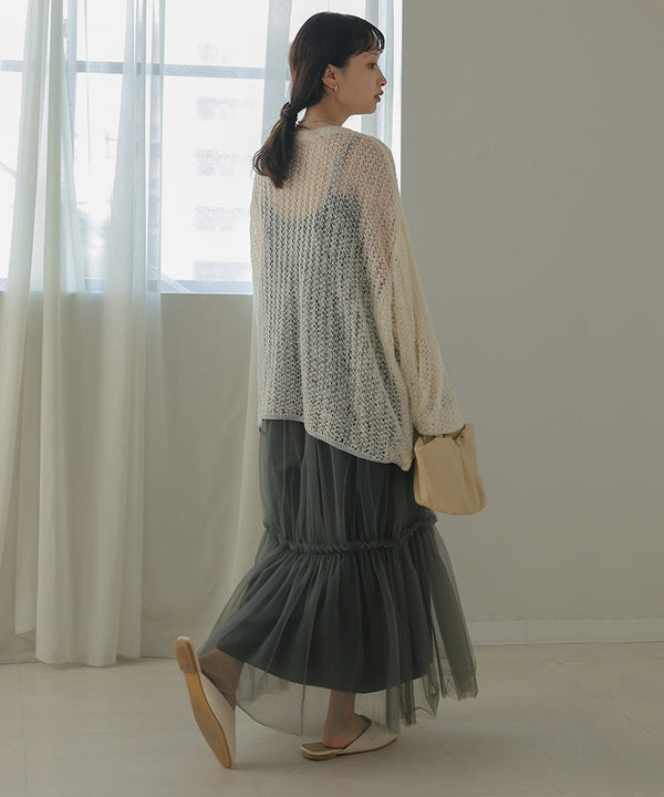 透かし編みニットトップス