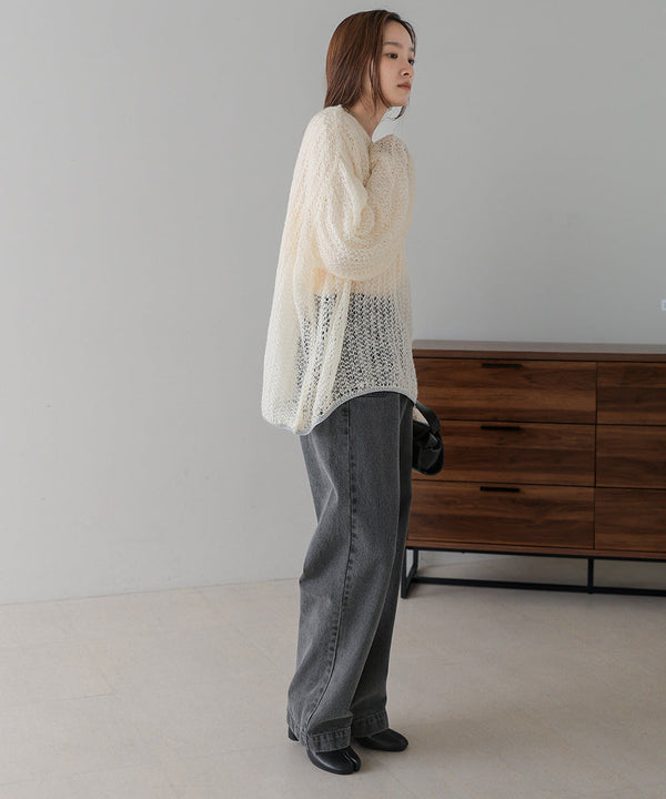 透かし編みニットトップス