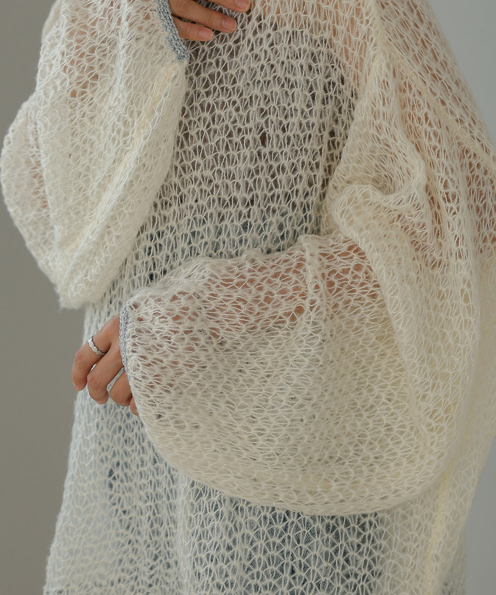 透かし編みニットトップス