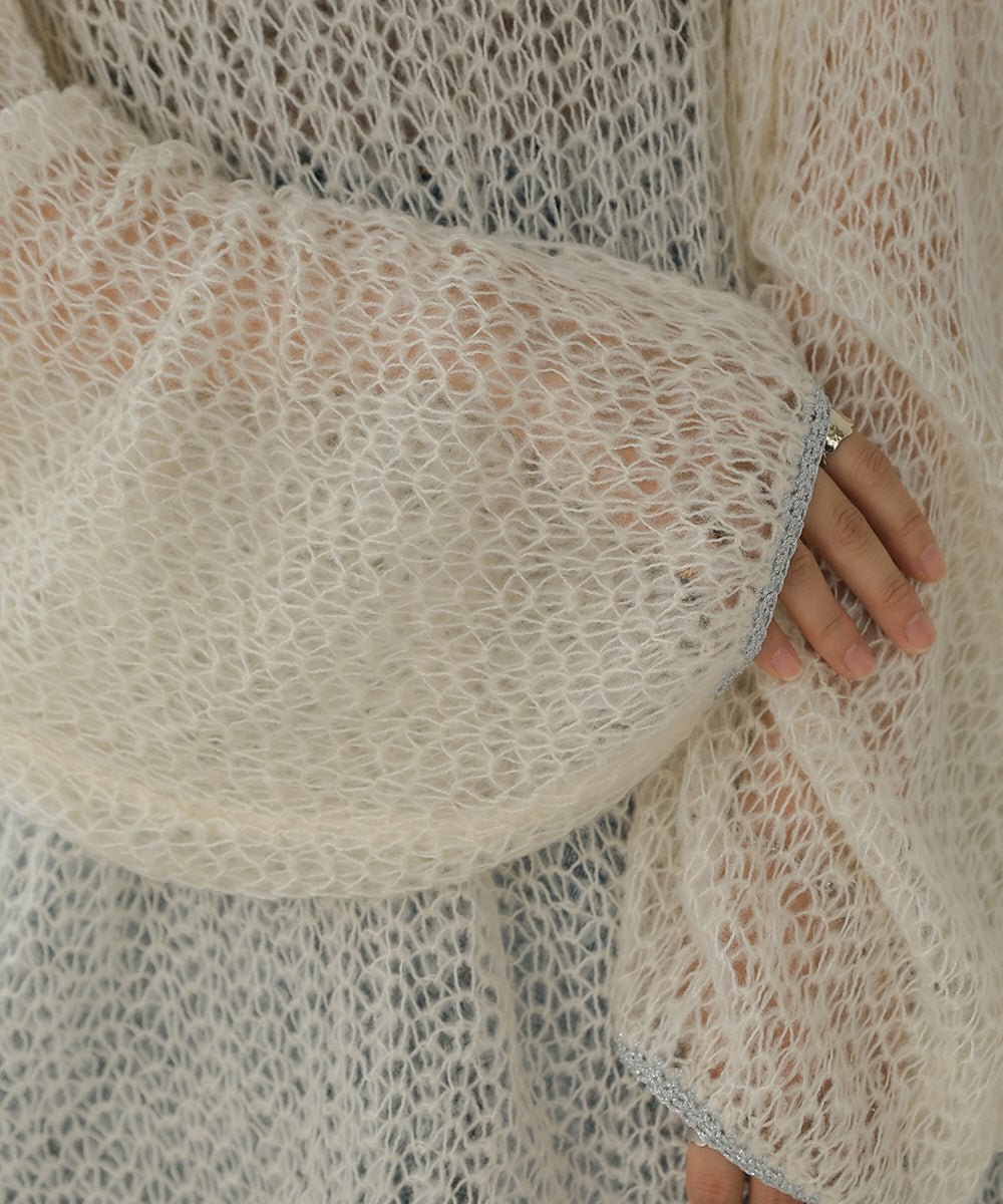 透かし編みニットトップス