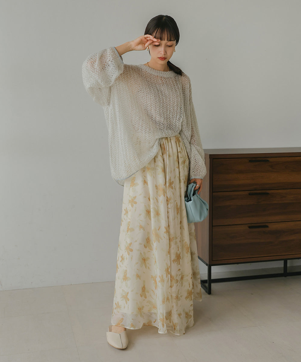 透かし編みニットトップス