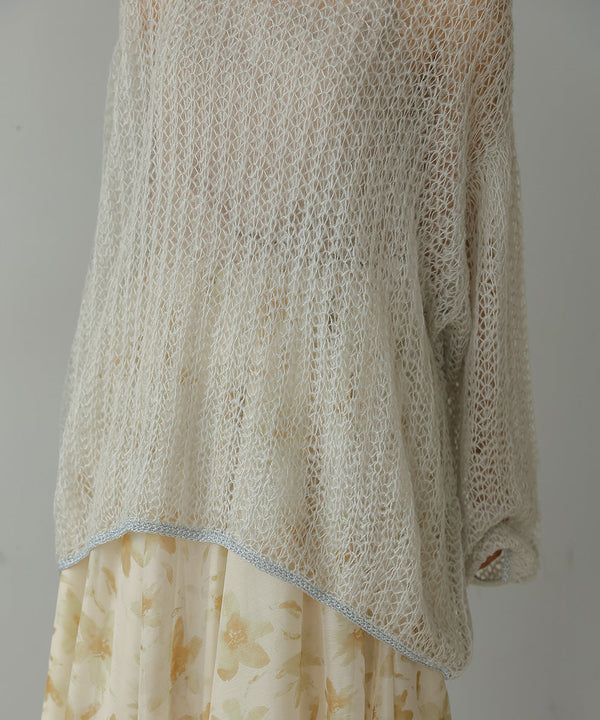 透かし編みニットトップス