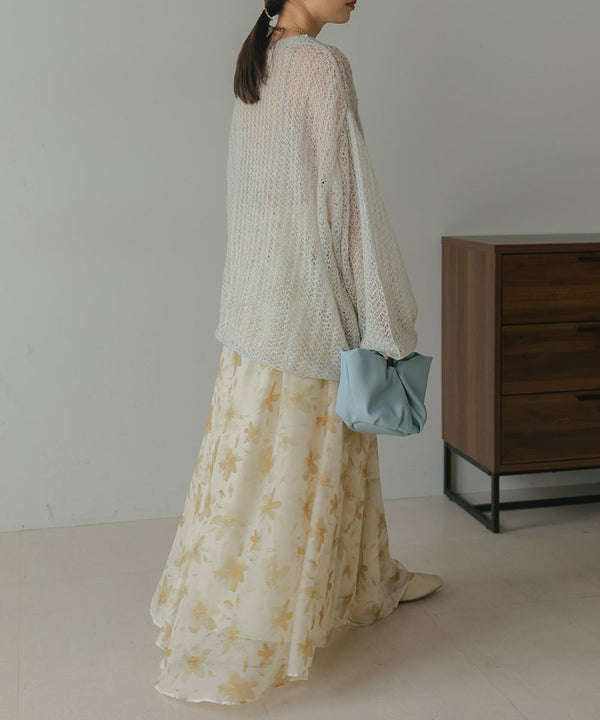 透かし編みニットトップス