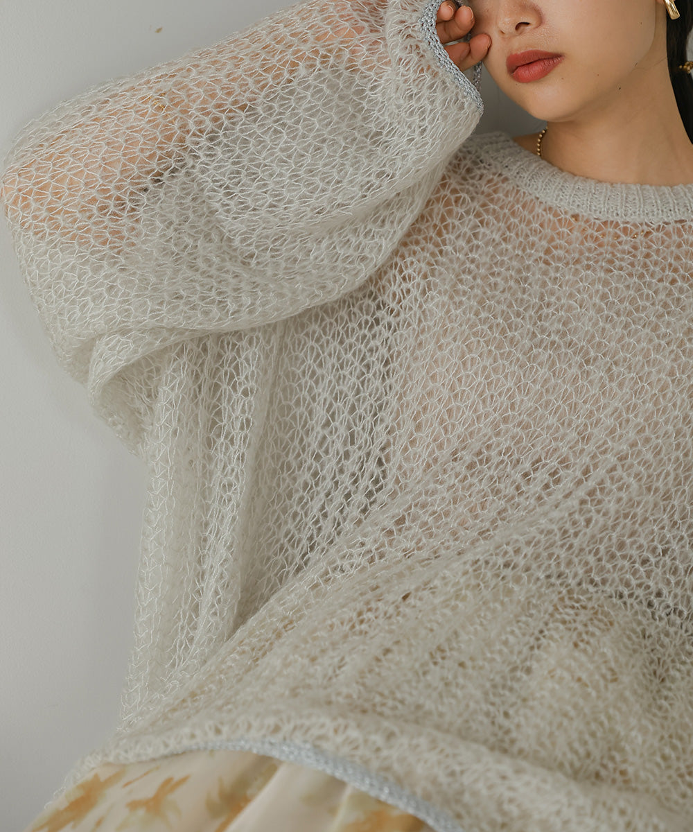 透かし編みニットトップス