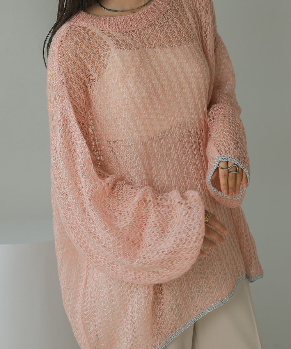 透かし編みニットトップス