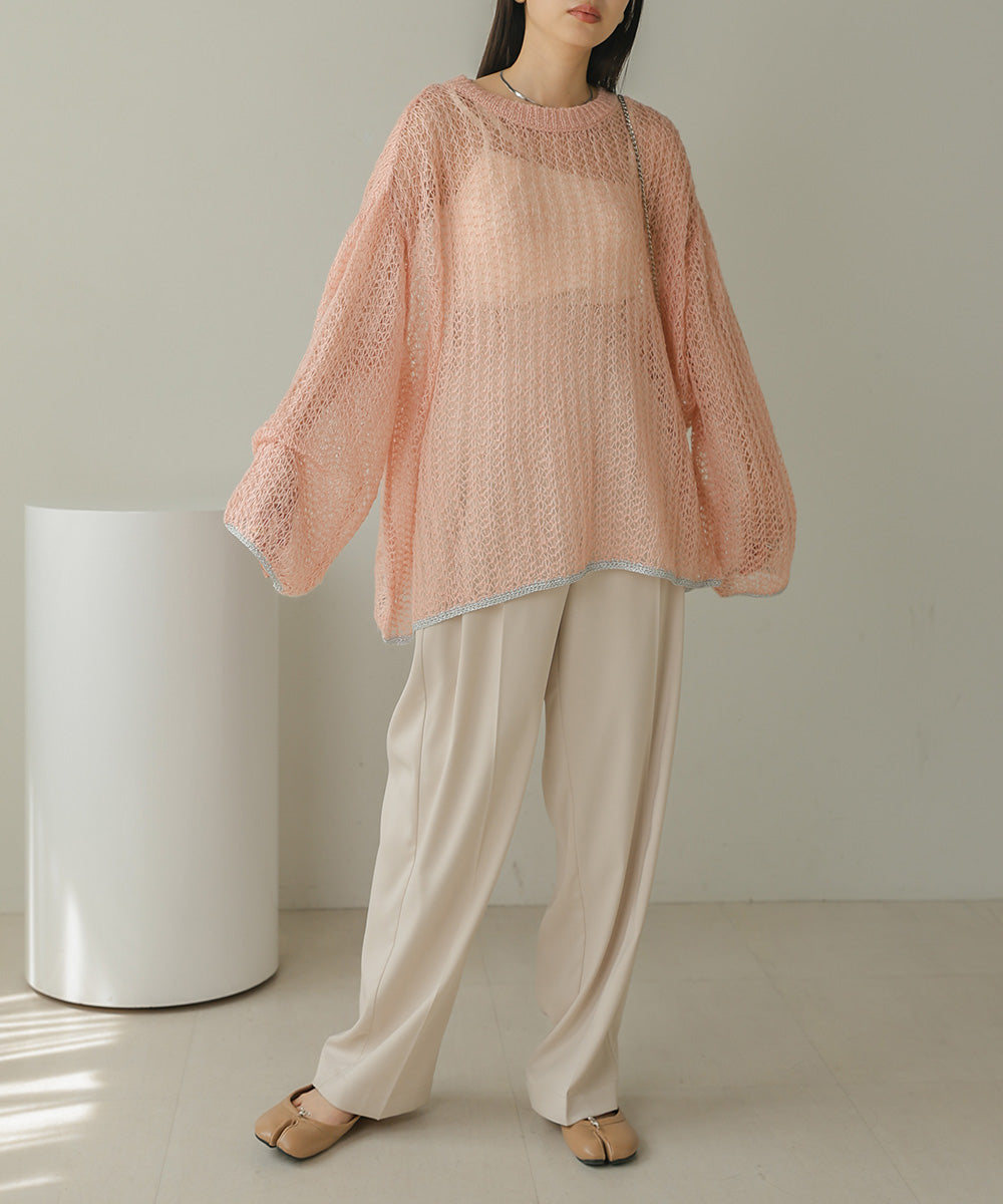 透かし編みニットトップス