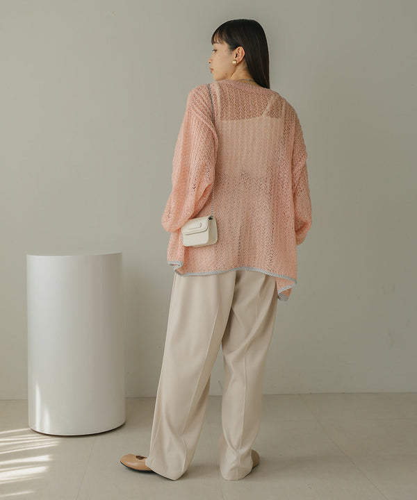 透かし編みニットトップス