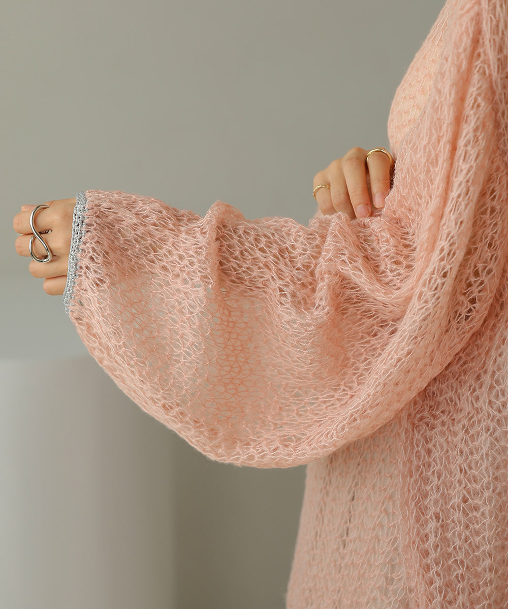 透かし編みニットトップス