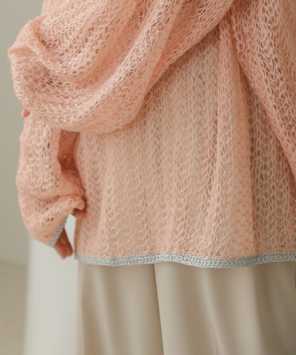 透かし編みニットトップス