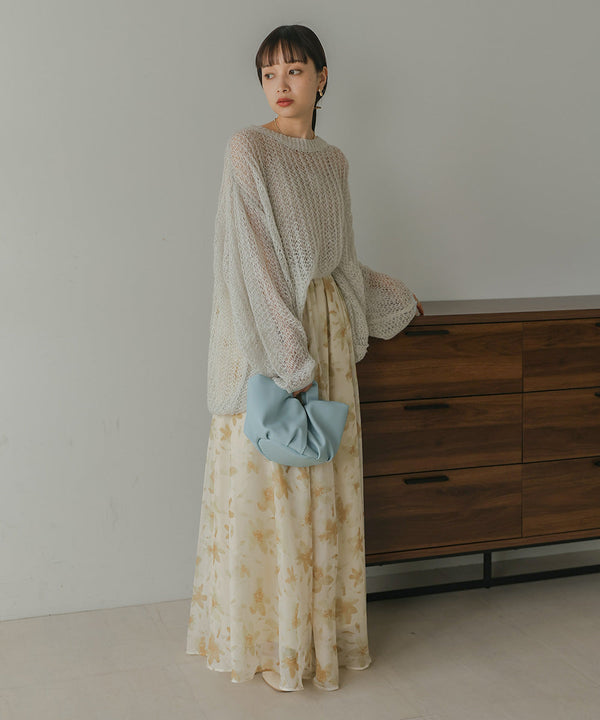 透かし編みニットトップス