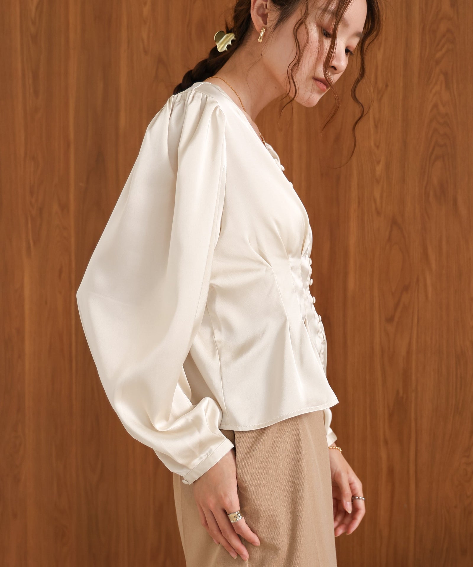 WAIST TUCK PEPLUM BLOUSE