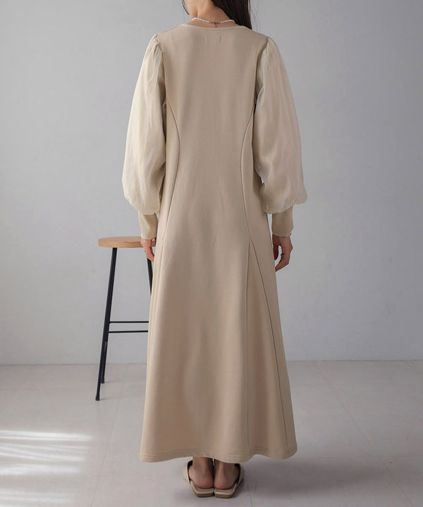 ﾌﾚｱｰﾗｲﾝ長袖ｵｰｶﾞﾝｼﾞｰﾜﾝﾋﾟｰｽ