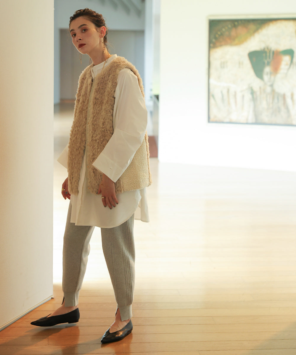 [LOOK掲載]AIR COTTON Wジャガードリブ切替パンツ
