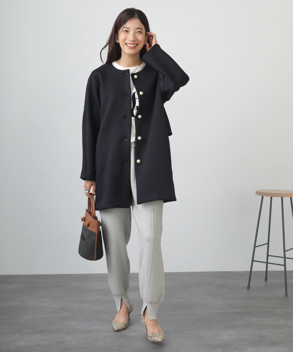 [LOOK掲載]AIR COTTON Wジャガードリブ切替パンツ