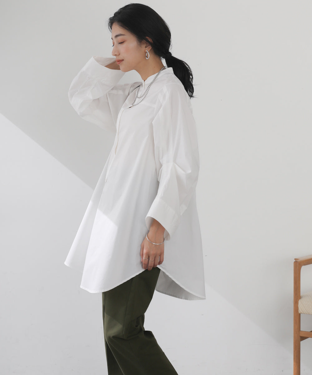 [LOOK掲載]タックスリーブシャツチュニック
