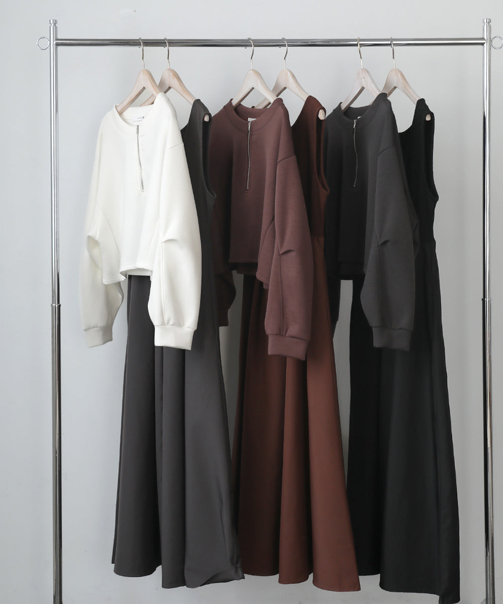 WEB限定]ハーフジッププルオーバーセットワンピース