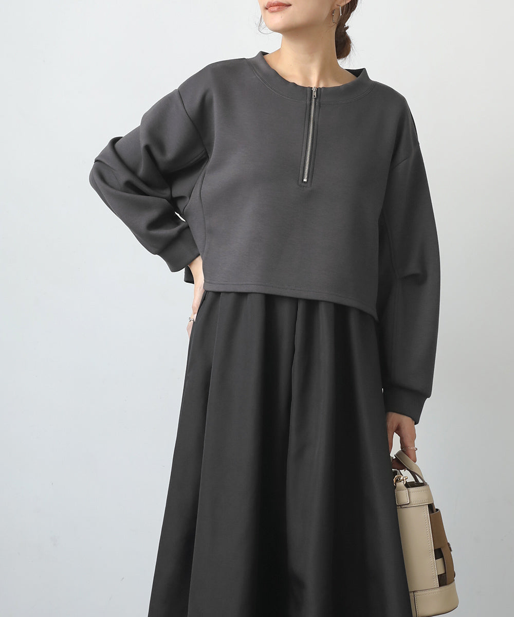WEB限定]ハーフジッププルオーバーセットワンピース