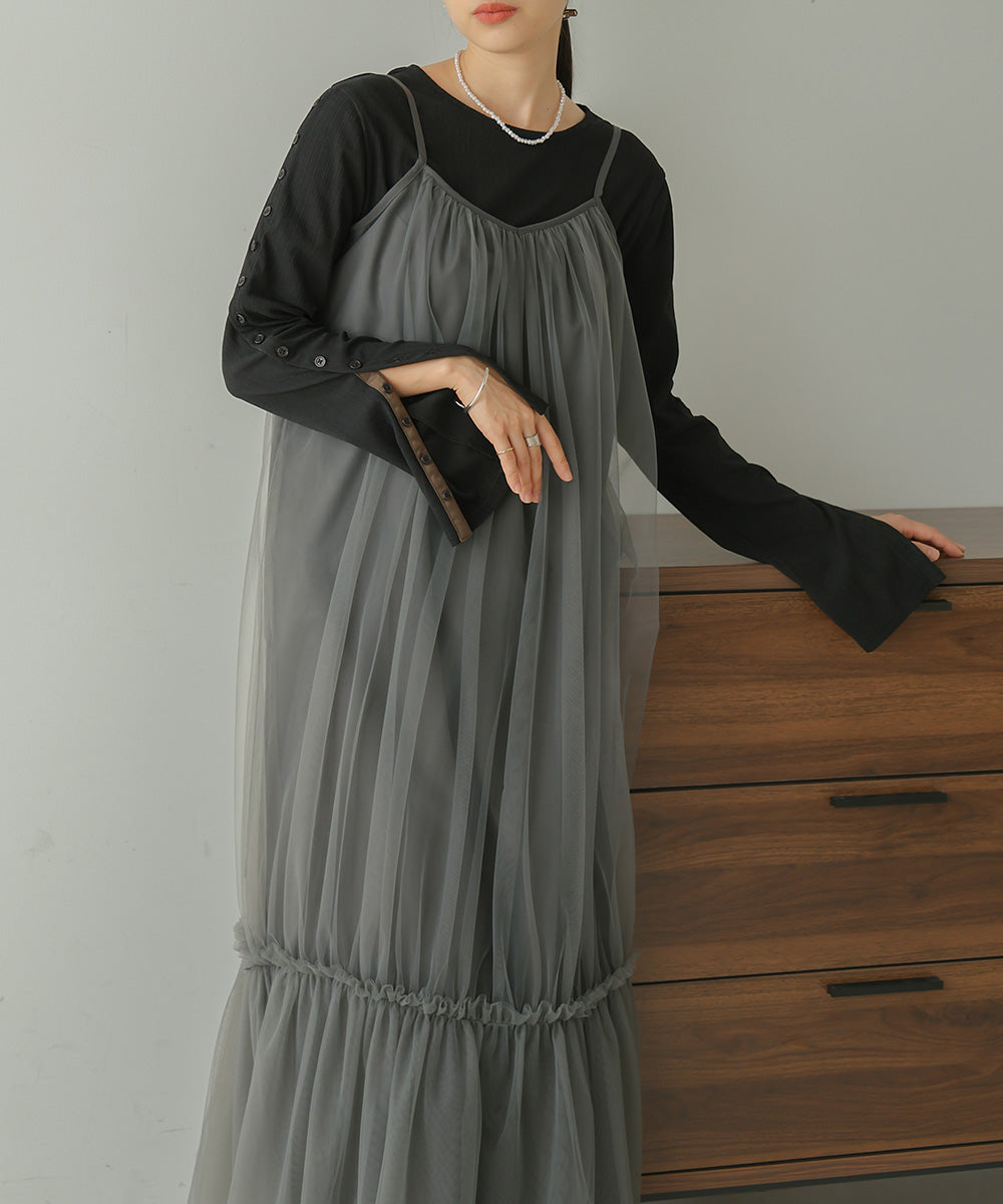 TULLE TIERED CAMISOLE ONEPIECE