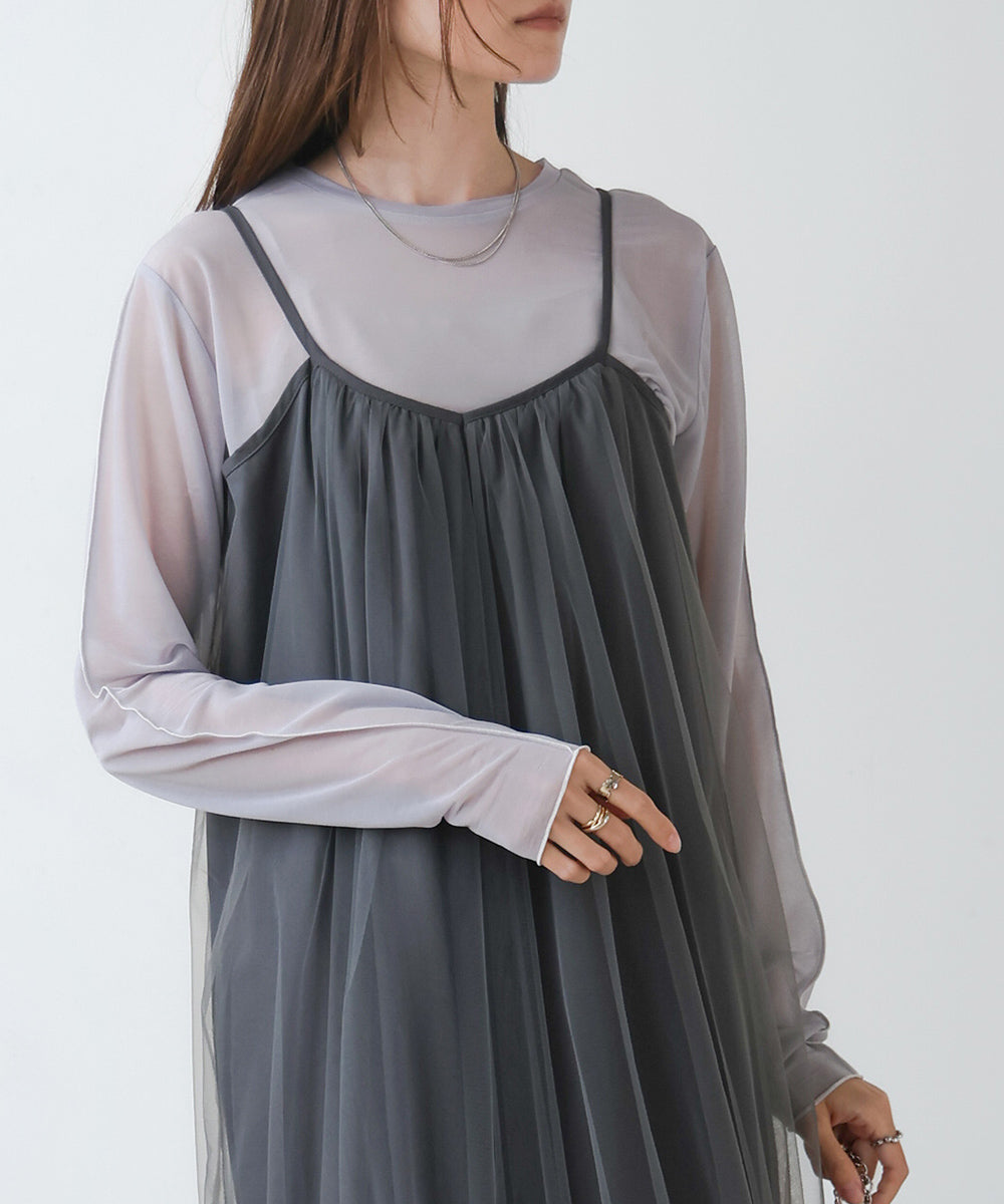 TULLE TIERED CAMISOLE ONEPIECE
