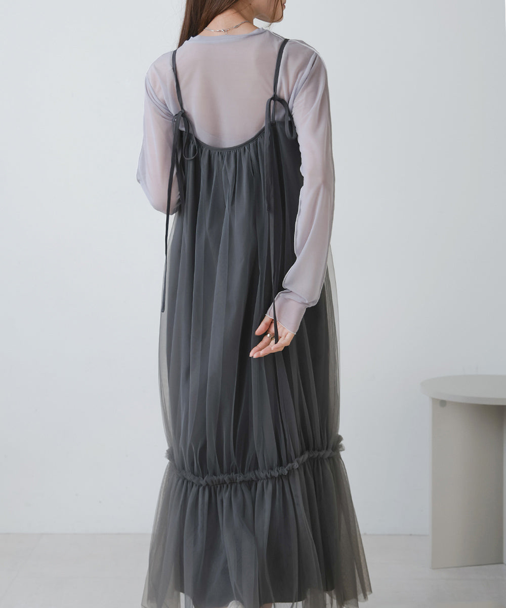 TULLE TIERED CAMISOLE ONEPIECE