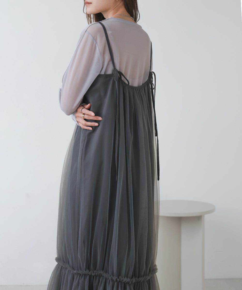 TULLE TIERED CAMISOLE ONEPIECE