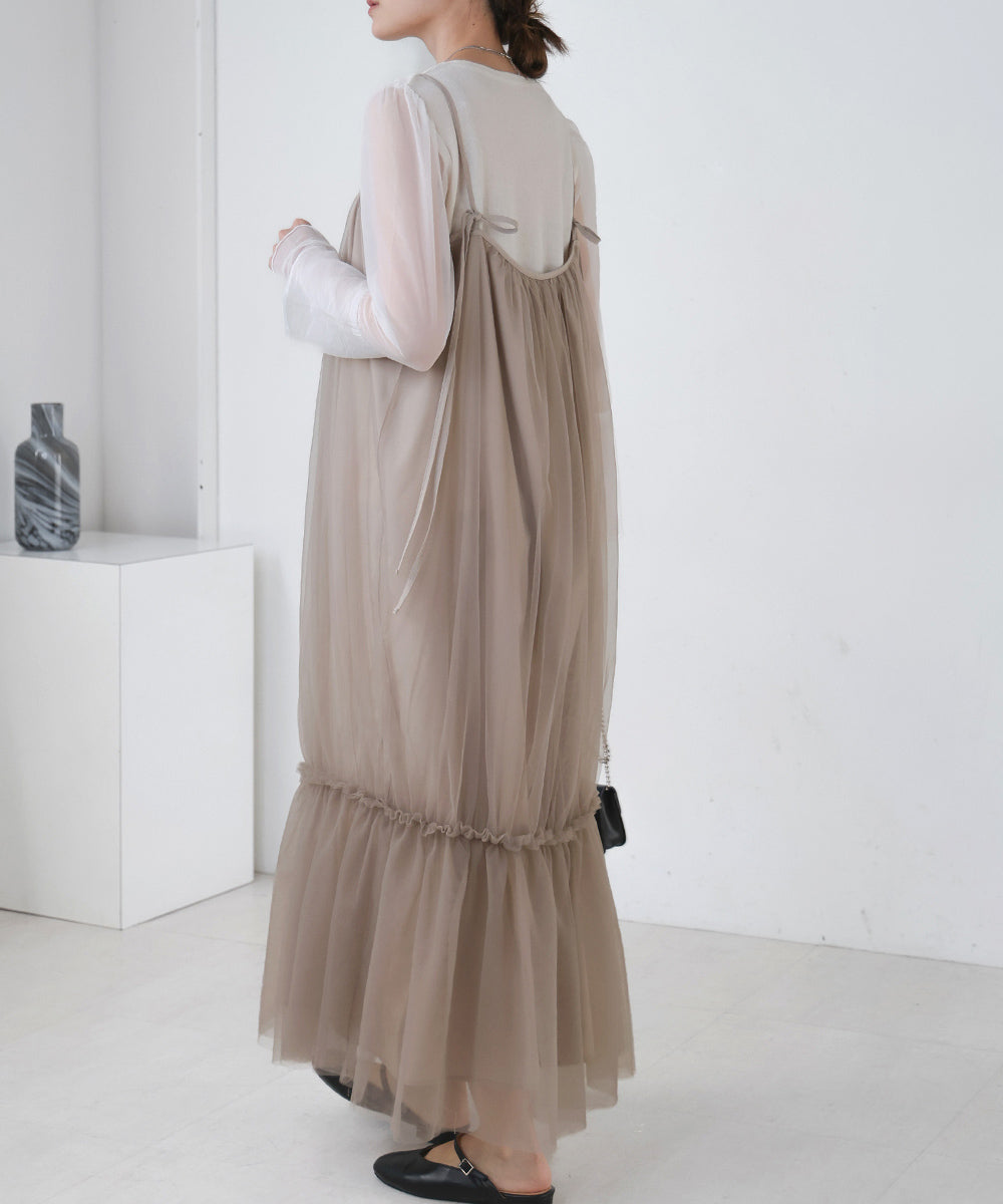 TULLE TIERED CAMISOLE ONEPIECE
