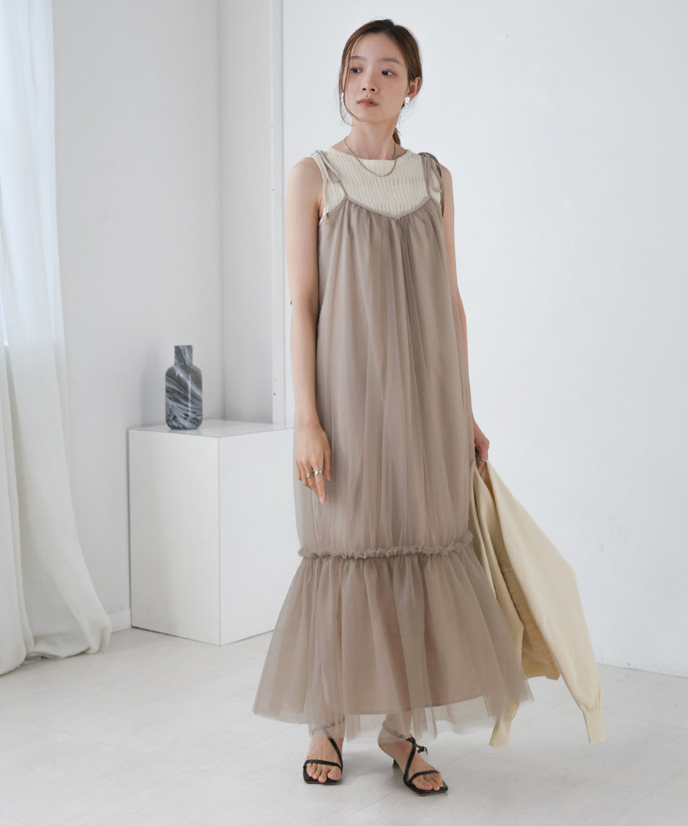TULLE TIERED CAMISOLE ONEPIECE