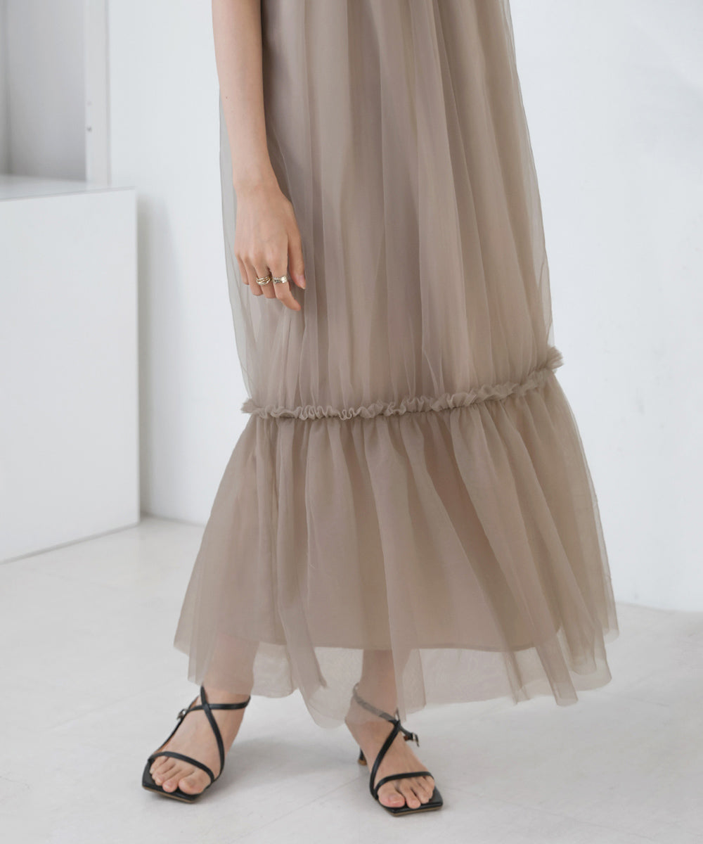 TULLE TIERED CAMISOLE ONEPIECE